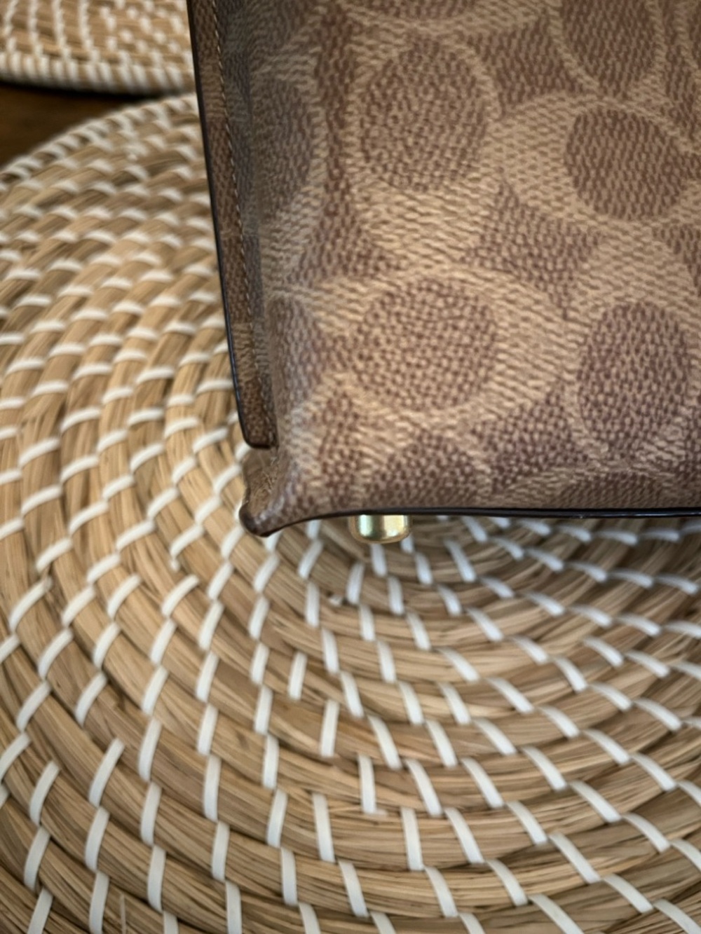 Coach Small willow Satchel in Beige Signature Canvas with Chestnut Trim - Picture 11 of 16